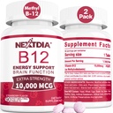 B12 维生素 10,000 mcg,甲基维生素 B12 亚语言 - 能量促进器,焦点,代谢和脑健康支持,免疫系统支持,快速溶解,天然草莓Flavor,180 services