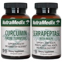 NutraMedix联合支持套装 - 包括来自Turmeric和Serrapeptase酶的曲霉素支持套装 联合支持和健康炎症反应支持套装 - 2-Piece 补充套装