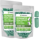XPRS Nutra Vegan 大小 00 分离的卡普勒斯 - 100 个在袋中分离的 Premium 空卡普勒斯 - 00 用于 DIY 补充填充的 Pills (Sage Green)