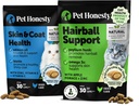 Cat Skin & Coat Health & Hairball Support Bundle: Omegas & Biotin Chews for Shiny Coat & Furball 补救(鸡肉30天供应)