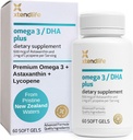Xtendlife Omega 3 DHA Plus 鱼油换心脏,脑,眼和皮肤健康 - 1100mg Omega-3 与DHA,EPA,Lycopene & Astaxanthin - 1个月供给(60个计数)