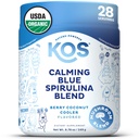 KOS 冷却蓝螺旋藻 Blend - USDA 认证有机物 - 藻类超级食品粉 配有 Ashwagandha Root, Lemon Balm, Reishi 蘑菇, B 维生素 - Berry Coconut Cooler Flavor, 28 services
