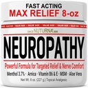神经病救济 奶油 - 快速代理 Max Relief for Feet Hands Legs Toes - 超强Menthol, Arnica, Aloe Vera, MSM, 天然苏打Nerve Relief - Extra Large 8 oz
