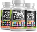 Turmeric Moringa Supplement QQ Ginger Boswellia Saffron - 锡兰桂花,塔特樱桃,奎西丁加里尼特尔圣巴西尔的男女补编 - 3Pack