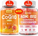 NEVISS 1Pack CoQ10-250mg 填充Gummys+ 1Pack Vitamin ADK 装入B12 Gummys