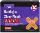 粘合带 - 100 3/4的盒子" 用于剪切,碎屑,烧焦的软壳塑胶带 - Latex Free, Sterile Small Bandages
