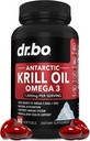 Krill Omega 3 500mg - 南极Krill Oil 1000mg 软胶 Capsules EPA, DHA, Astaxanthin, Phospolipids - Omega 3 Fatty Acids 补充品,女性和男性自然纯度补充品 - 60 软胶