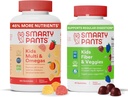 SmartyPants Kids Multivitamin + Fiber & Veggie Bundle:Omega 3 鱼油,预生纤维,无胶,三果和混合莓火焰,Multi & Omegas + Fiber & Vegies(60个)