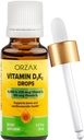 ORZAX 维生素D3 K2 Drops - 支持骨质密度和钙溶解 - 用于骨,肌肉和心脏 - (0.67fl oz - 20毫升)