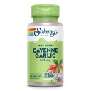 SOLARAY Cayenne Garlic 540 mg - Cayenne Pepper 和 Garlic 配有卡普赛因的补品 - 供应40,000个热量单位 - 非GMO项目 验证,Vegan,60天保障 - 100名服务员,100名Veg Caps
