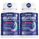 成人的Melatonin 40毫克 - 快速溶解和化学亚语言睡眠补充剂 - 配有维生素D3 & MSM的超强Melatonin,健康休息周期的硒,深Zzzs,无糖,180种服务