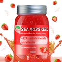 Sea Moss Gel, Organic Raw Irish Seamoss Gel 高级超级食品,易燃和消化支持,维生素和矿物补充(草莓,18.5OZ)