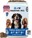 狗皮和煤炭补充剂 - 警犬Omega 3,鱼油Chews - 120 Softtreats - 美国产品 - 沙门油