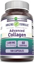 惊人的公式 高级Collagen 补充 | Collagen 类型 I, II & III, 维生素 C & Hyaluronic 酸 | 1600 Mg Per service | 180 Capsules | 非GMO | Gluten-free | |  USA 产于美国