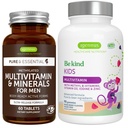 男子多维他明和矿物 + 高级儿童 多维他明 Gummy Vegan Bundle, 配有甲基B-维生素, 维生素A, C, D3 & E, 清洁标签, 60 片 + 90 Berry Flavor Gummys, by Igennus