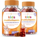 120 Gummy Vitamins for Kids (Pack of 2),无糖儿童 Vitamins Gummy Multivitamin, Vegan & Non-GMO, 草莓, Passione果子, 桃子和樱桃