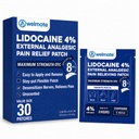 WELMATE - 4% Lidocaine Numbing 补丁 - 最大强度 - 暂时缓解疼痛,背部,颈部,肩部,膝盖,肘部,小皮肤刺激 - 主题麻醉剂 - 30厘米