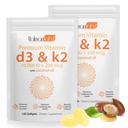2 袋维生素 D3 K2 补充软胶,维生素 D3 K2 软胶,配有1000 IU 支持 Immune, Heart, Teeth & Bone Health, Free of GMO, Gluten, Soy