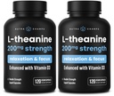 NutraChamps L-Theanine 200mg Capsules, 双层L-Thenine液体与维生素D3,有机椰油, 120 Vegan Capsules (Pack of 2)