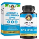 Ancient Bliss Alpha Lipoic酸补充剂、抗氧化剂和能量支持,ALA 生物素补充剂,无Gluten和Soy,每服600毫克,60 Vegan Capsules