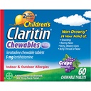 儿童Claritin Chewables 24 HR 儿童过敏医学,葡萄,60 Counter
