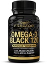 FREZZOR Omega 3 Black - Green Lipped Mussel Oil Capsules, In New Zealand, UAF1000+, No Fishy Aftertaste, 120 Countries (Pack of 1) (英语).
