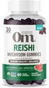 Om Mushroom Superfood Reishi Gummys,美国种植有机蘑菇,支持免疫健康,平衡和压力,60 Counter,30 service Gummy Suppers