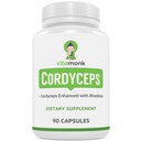 VitaMonk Cordyceps Mushules with Rhodiola, 2 Grams of Cordyceps Mushroom 与 Rhodiola 增强- bost 能量, 战斗压力, 增强性能, 非 GMO - 2000 mg - 90 Caps