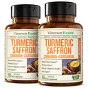 Saffron Supplements – 89mg Saffron Extract and 1000mg Tumic Blend – Turmeric Supplements 与锡兰肉桂和卡达莫 用于摩德,记忆和眼部健康 – 女性和男性联合补编 2 Pack