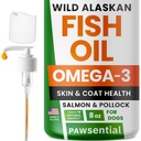 Omega 3 Fish Oil for Dogs & Cats - 用野生阿拉斯加沙门油制造; 液化鱼油 补充用Omega 3 EPA+DHA Fatty Acids的宠物; Real Infements, Real Taste - 由Vets信任!