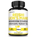 Satoomi Reishi Complex 5000Mg - 10in1 与狮子马恩、Cordyceps Sinensis、Chaga蘑菇等组合 -- -- 90个卡普尔3个月