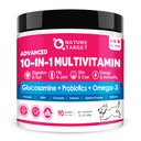 NATURE TARGET 狗维他命粉,抗生素和消化酶促进古特健康,Glucosamine & Chondroitin & Omega 3,自制狗食品的完整补充,联合与皮肤和免疫支持