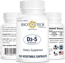 生物-技术药用维生素D3(D3-5 5k IU,250 Veg Count)