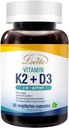 Lovita 维生素K2 + D3,400 IU Vegan 维生素D3 和 120 mcg 维生素K2(MK-7), 2 in 1 Formula, Immune 维生素复合体, 30 植物胶囊