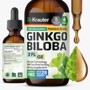 BIO KRAUTER Ginkgo Biloba 提取器 - Liquid Ginkgo Biloba 大脑补充剂 - Vegan,酒精和无糖 - 2 Fl Oz