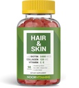 noor 维生素 Halal hair 维生素 Biotin, Collagen, Silica, 维生素C & E 支持毛发, Skin & Nail Health; 天然草莓 Gummy 维生素. GMO, Gluten Free & a 认证的Halal维生素(90个计数)