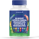 配有Bilberry Lutein & Zeaxanthin Lycopene Resveratrol Grape种子提取剂的超食品MD眼保健维生素-AREDS 2-眼维生素-60 Capsules