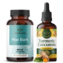 HERBAMAMA Turmeric Extracts and Pine Bark Kit - 400 mg的法国海洋卡普尔和Turmeric Extracting Tincture 2 fl oz - Vegan,非GMO,糖和无酒精 - 2 包装