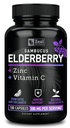 Zeal Naturals Max 强长树莓 Capsules + Zinc + 维生素 C + 500 mg 用于免疫系统支持 黑桑布克斯 长树莓 + 100 伯爵 + 3-in-1 对成年人的免疫支持