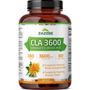 Zazzee 高概率CLA 3600、180软胶、3600毫克/次、来自红花油的凝聚液酸、集中和标准化、60天供应、非GMO和美国制造