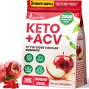 Apple Cider Vinegar Gummys, 高级ACV Gummy with Probiotics, BHB, B12 and Keto Support - Keto Acv Gummys for Detox, 代谢, Detrobolism, Gut & Immune Health - 免糖, Vegan, 180 Counts (英语).