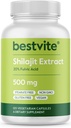 BESTVITE Pure Shilajit 提取500mg(120个蔬菜卡普尔) - 无 Stearates - Vegan - 非 GMO - Gluten Free - 标准化到20% Fulvic酸