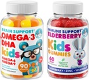 DR. MORITZ Cardio & Immune Boost Duo - Kids Omega 3 Gummys (90 Counter) 配有"长莓Gummys for Kids (60 Counter)"(60 Counter)