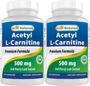 Best Naturals Acetyl L-Carnitine (ALCAR) 500mg, 120 capsules, 120 services - 非GMO和Gluten Free, 1 capsule per service (2 Pack) (中文(简体) ).