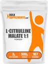 Bulk Assupports.com L-Citrulline Malate 1:1 粉末 - Citrulline Powder, 氨基酸补充剂 - Unforsed & Gluten Free - 3g per services, 500g (1.1磅) (Pack of 1)