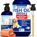 Omega 3 Fish Oil for Dogs - 优于Salmon Oil - 皮肤和防煤液体补充剂用于过敏救济 - 高EPA和DHA用于谢丁、流动、痒痒、联合和骨健康支助 - 8 FL OZ