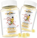 维生素D3 K2 Gummys - 维生素D3 5000IU K2(MK-7)120mcg 配有维生素B 复合型无糖给成人儿童 支持骨齿力量 芒果火焰 60 计数 2 包