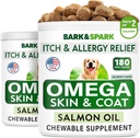 BARK&SPARK Omega 3 for Dogs - 360 Fish Oil Treats for Dog Shedding, Skin Altergy, Itch Relief, Hot Spots 治疗 - 联合健康 - 皮肤和煤炭补充 - EPA & DHA 脂肪酸 - 沙门油