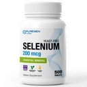 纯原实验室 硒 200 mcg  Yeast 自由基本矿物 - 500 蔬菜片 | Imune & Antioxidant Support | Non-GMO, Gluten Free, 在美国制造