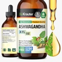 BIO KRAUTER Ashwagandha 液滴 - Ashwagandha 镇静剂补充剂 - Vegan Mood 支持滴 - 酒精和糖自由 - 4 Fl.Oz.